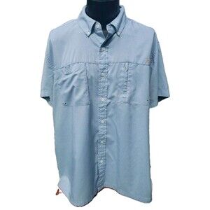 Tallwoods Element Wear Men's 2XL Short Slve Button Up Vented Fishing Shirt Blue